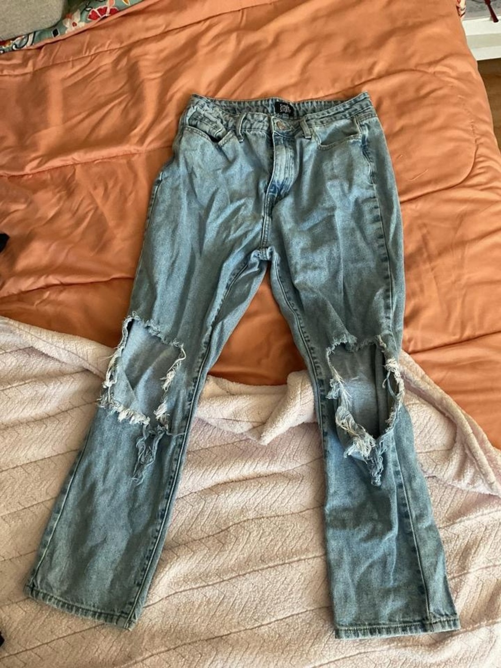 Women's Light Blue Ripped Boyfriend Jeans